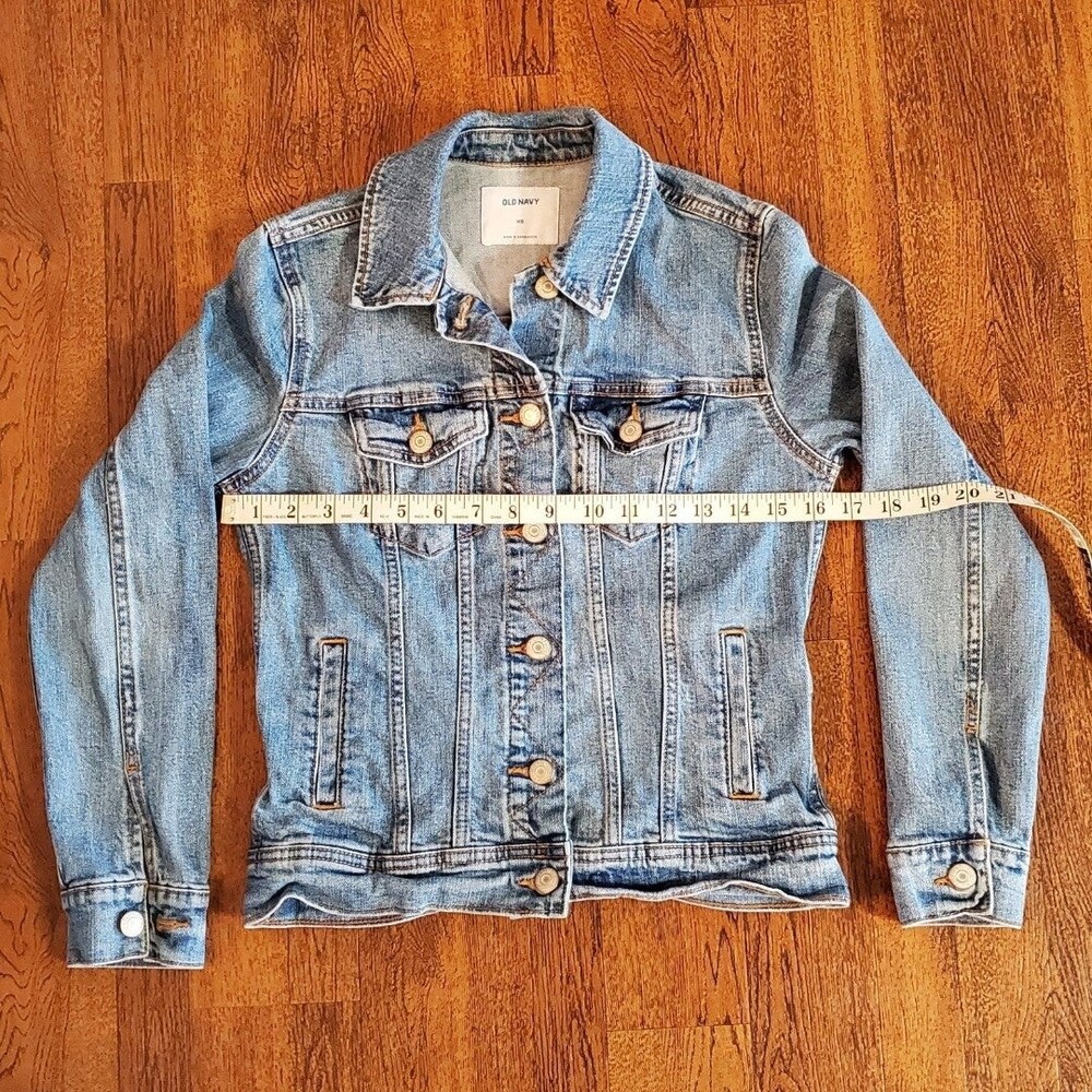 Old Navy Jean Jacket Womens XS Retro 90s Light Wash Denim Button Front - Picture 7 of 8